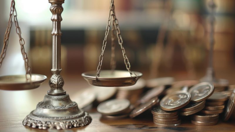 Balance scales beside scattered coins, representing Winding-Up Petitions at KMT Solicitors