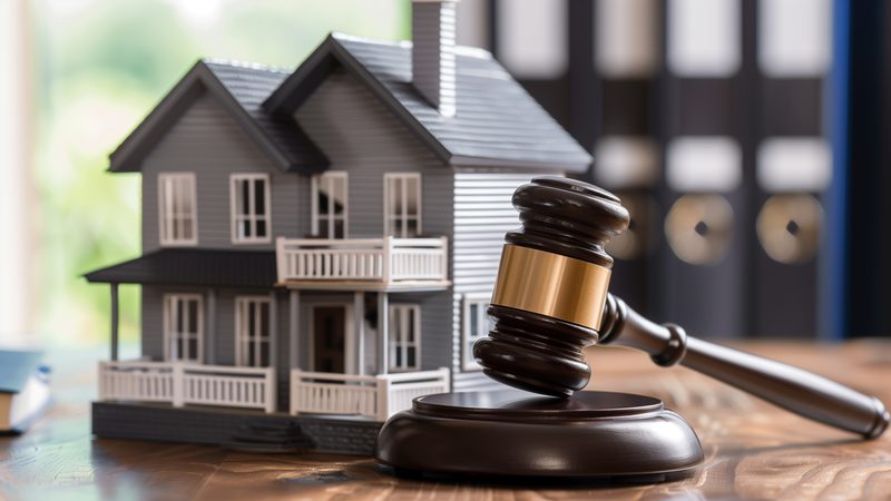 Model house beside a gavel, representing Residential Conveyancing at KMT Solicitors